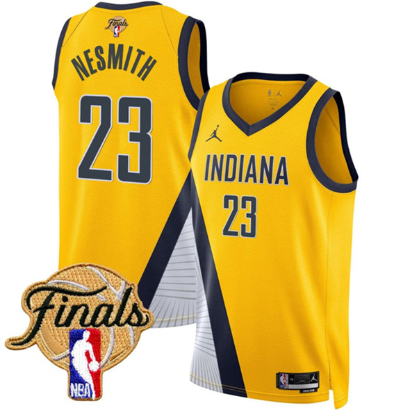 Men's Indiana Pacers 23 Aaron Nesmith Yellow 2025 Finals Statement Edition Stitched Basketball Jersey