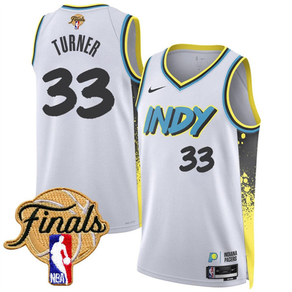 Men's Indiana Pacers 33 Myles Turner White 2024 25 City Edition Stitched Basketball Jersey