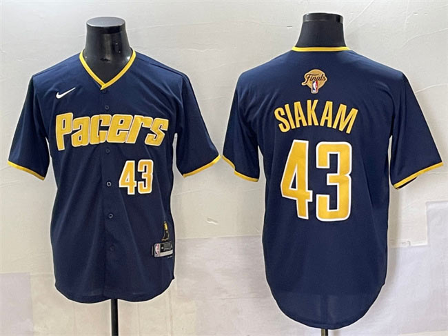 Men's Indiana Pacers 43 Pascal Siakam Navy 2025 Finals Vapor Stitched Baseball Jersey