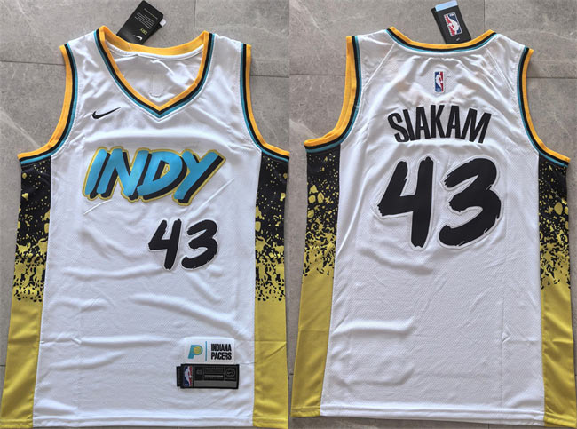 Men's Indiana Pacers 43 Pascal Siakam White 2025 City Edition Stitched Basketball Jersey