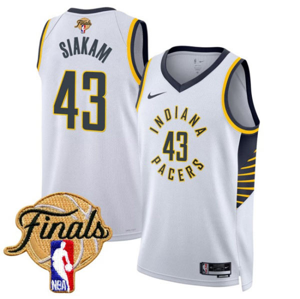 Men's Indiana Pacers 43 Pascal Siakam White 2025 Finals Association Edition Stitched Basketball Jersey