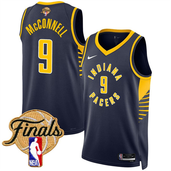 Men's Indiana Pacers 9 T.J. McConnell Navy 2025 Finals Icon Edition Stitched Basketball Jersey
