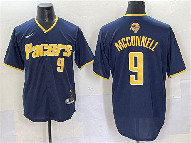 Men's Indiana Pacers 9 T.J. McConnell Navy 2025 Finals Vapor Stitched Baseball Jersey