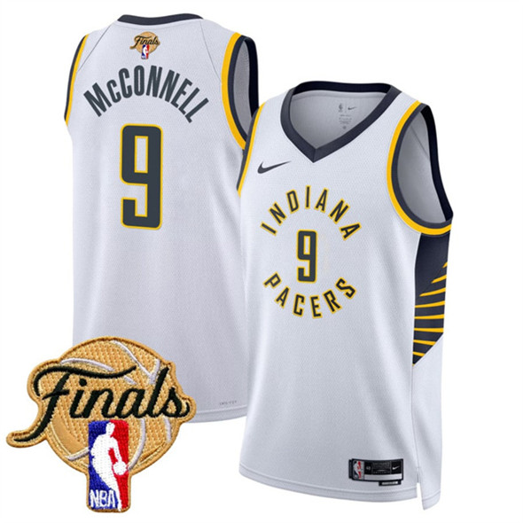 Men's Indiana Pacers 9 T.J. McConnell White 2025 Finals Association Edition Stitched Basketball Jersey