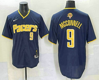 Men's Indiana Pacers 9 TJ McConnell Navy 2025 Finals Vapor Stitched Baseball Jersey
