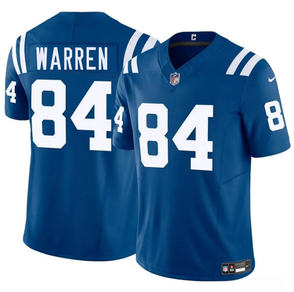 Men's Indianapolis Colts 84 Tyler Warren Blue 2025 Draft F.U.S.E. Vapor Limited Football Stitched Jersey