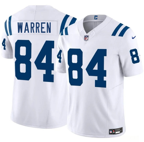 Men's Indianapolis Colts 84 Tyler Warren White 2025 Draft F.U.S.E. Vapor Limited Football Stitched Jersey