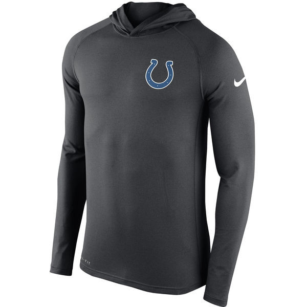 Men's Indianapolis Colts  Charcoal Stadium Touch Hooded Performance Long Sleeve T Shirt