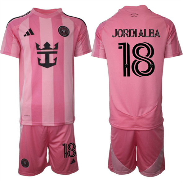 Men's Inter Miami CF 18 Jordi Alba 25 26 Pink Home Soccer Jersey Suit