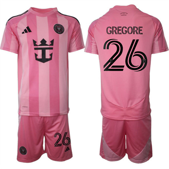 Men's Inter Miami CF 26 Gregore 25 26 Pink Home Soccer Jersey Suit