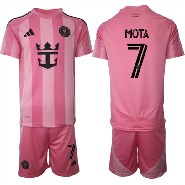 Men's Inter Miami CF 7 Jean Mota 25 26 Pink Home Soccer Jersey Suit