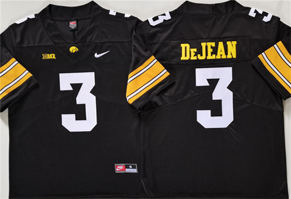 Men's Iowa Hawkeyes 3 Cooper DeJean Black Stitched Jersey