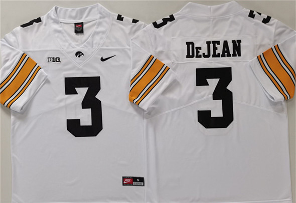 Men's Iowa Hawkeyes 3 Cooper DeJean White Stitched Jersey