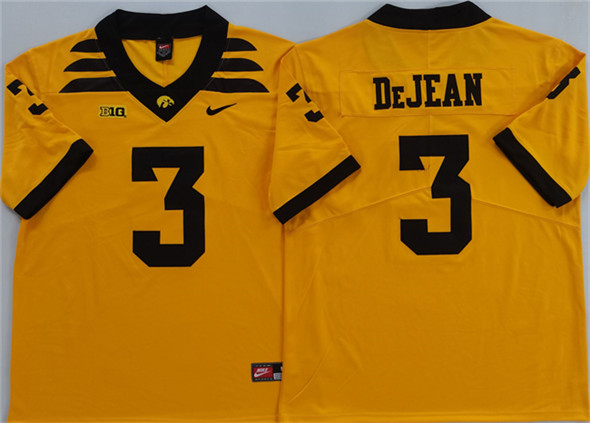 Men's Iowa Hawkeyes 3 Cooper DeJean Yellow 2025 Stitched Jersey