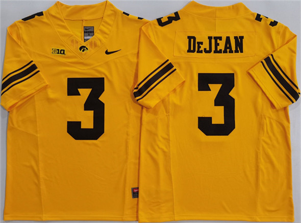 Men's Iowa Hawkeyes 3 Cooper DeJean Yellow F.U.S.E. Stitched Jersey