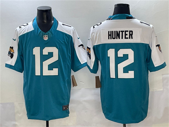Men's Jacksonville Jaguars 12 Travis Hunter Teal White 2025 Draft F.U.S.E. Florida Patch Vapor Untouchable Football Stitched Jersey