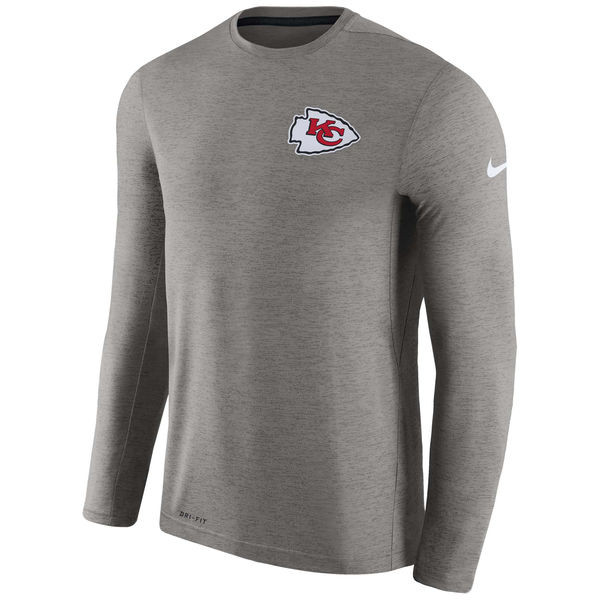 Men's Kansas City Chiefs  Charcoal Coaches Long Sleeve Performance T Shirt