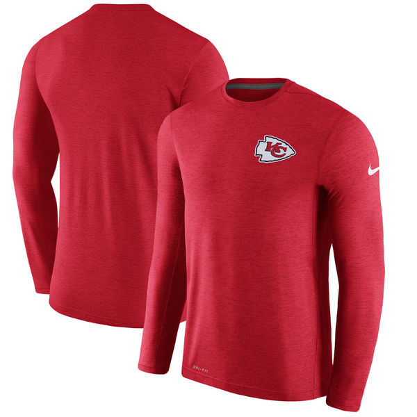 Men's Kansas City Chiefs  Red Coaches Long Sleeve Performance T Shirt