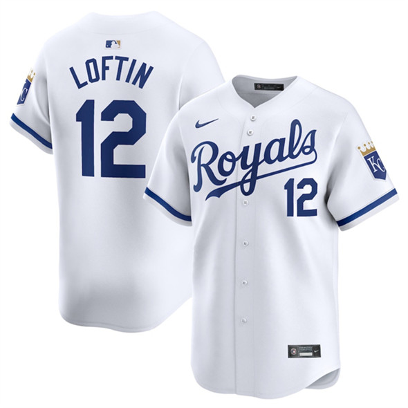 Men's Kansas City Royals 12 Nick Loftin White 2024 Home Limited Stitched Baseball Jersey