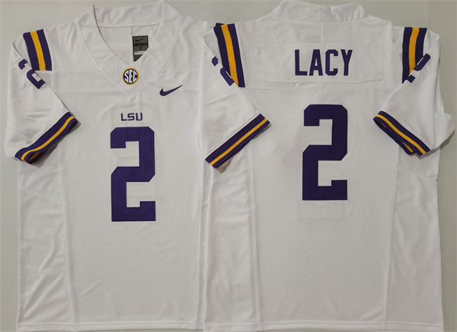 Men's LSU Tigers 2 Kyren Lacy White F.U.S.E. Stitched Jersey