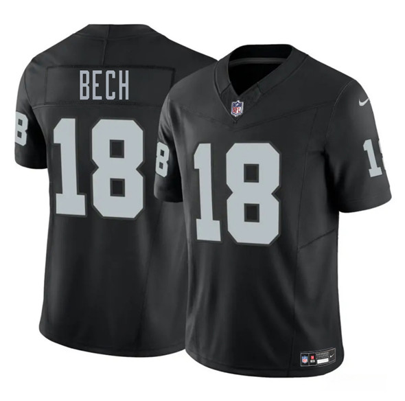 Men's Las Vegas Raiders 18 Jack Bech Black 2025 Draft F.U.S.E. Vapor Untouchable Football Stitched Jersey