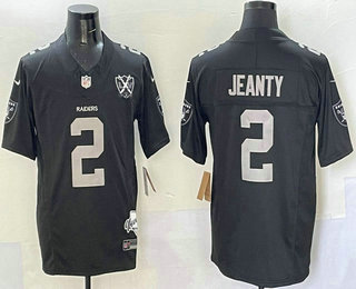 Men's Las Vegas Raiders 2 Ashton Jeanty Limited Black 65th Fashion Vapor Jersey
