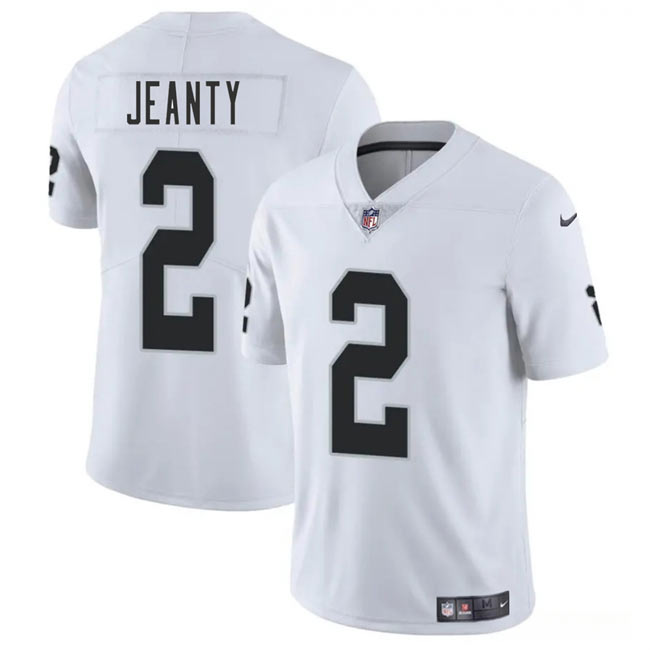 Men's Las Vegas Raiders 2 Ashton Jeanty White 2025 Draft Vapor Untouchable Limited Football Stitched Jersey