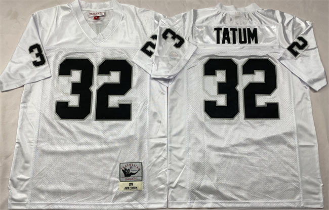 Men's Las Vegas Raiders 32 Jack Tatum White Throwback Football Stitched Jersey