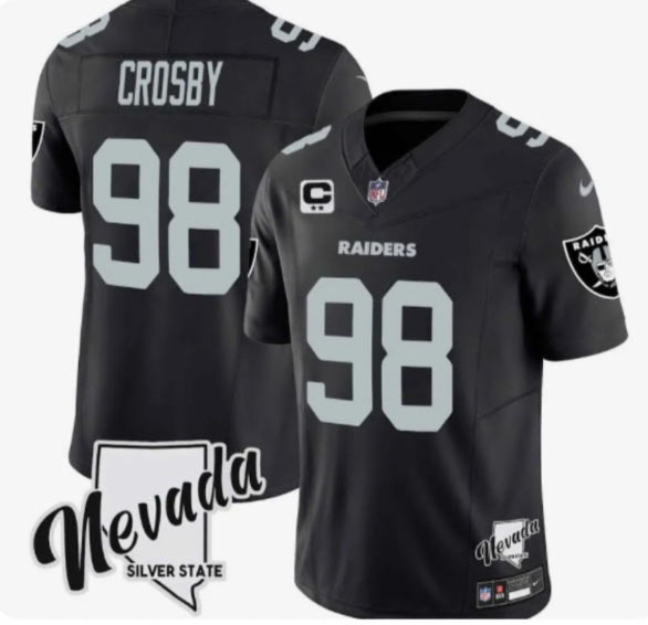 Men's Las Vegas Raiders 98 Maxx Crosby Black 2024 F.U.S