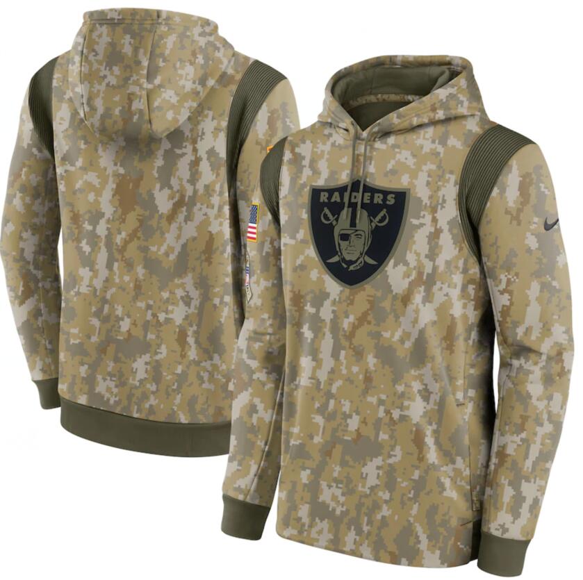 Men's Las Vegas Raiders Nike Camo 2021 Salute To Service Therma Performance Pullover Hoodie