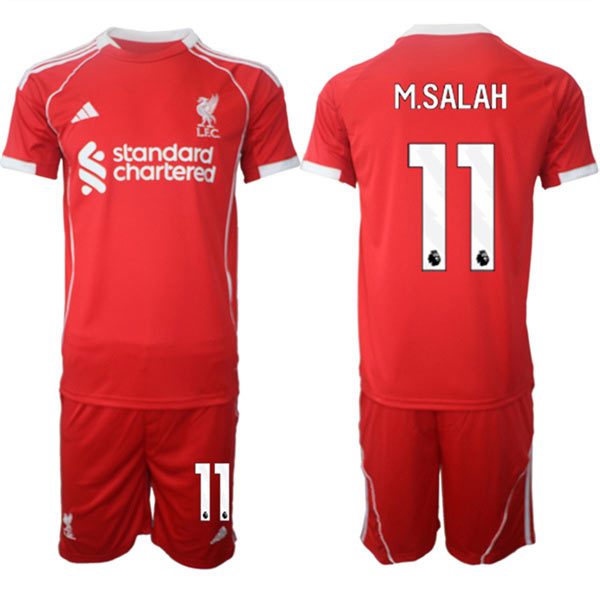 Men's Liverpool 11 Mohamed Salah 2025 Red Home Soccer Jersey Suit