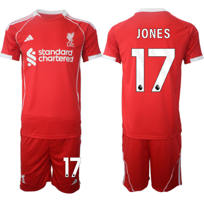 Men's Liverpool 17 Curtis Jones 2025 Red Home Soccer Jersey Suit