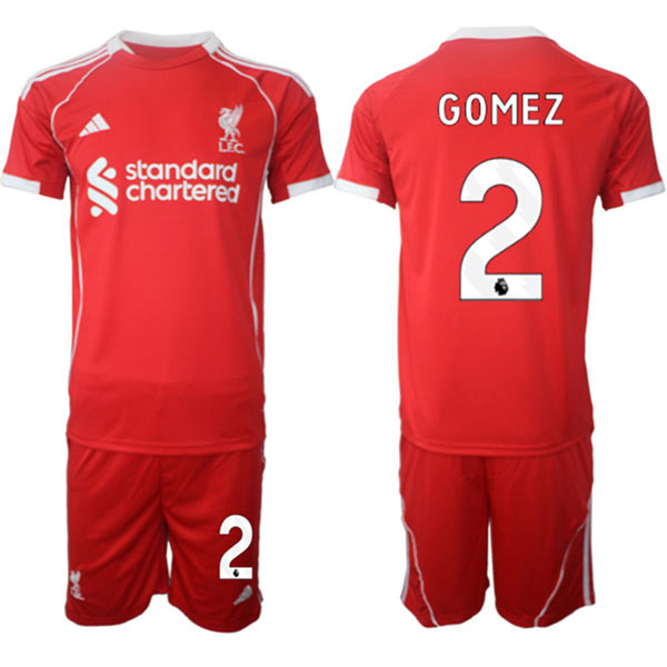 Men's Liverpool 2 Joe Gomez 2025 Red Home Soccer Jersey Suit