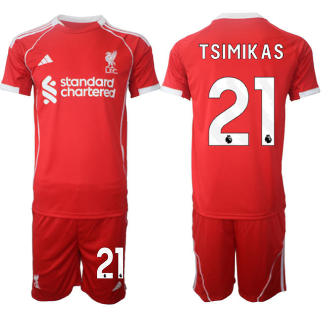 Men's Liverpool 21 Kostas Tsimikas 2025 Red Home Soccer Jersey Suit