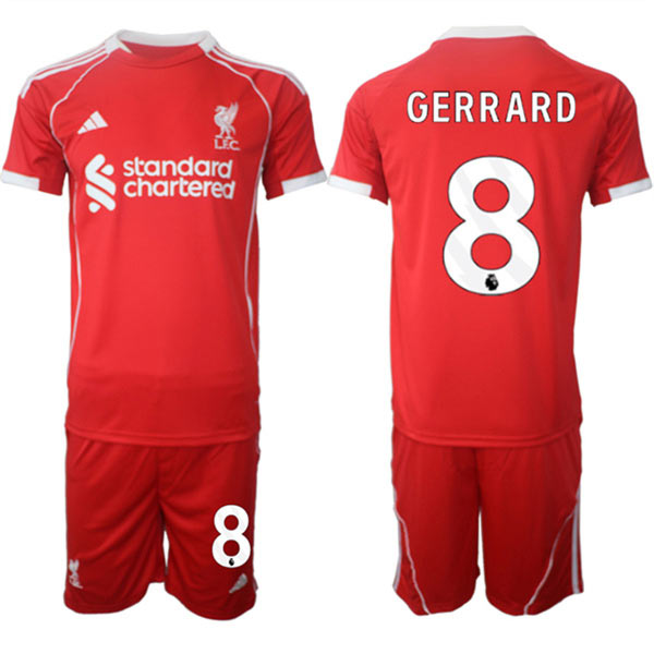 Men's Liverpool 8 Steven Gerrard 2025 Red Home Soccer Jersey Suit