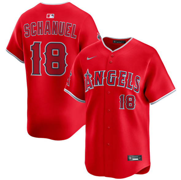 Men's Los Angeles Angels 18 Nolan Schanuel Red Alternate Limited Stitched Baseball Jersey