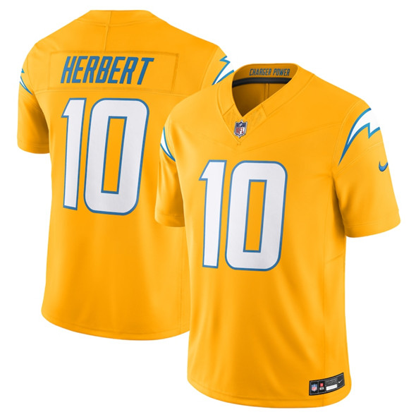 Men's Los Angeles Chargers 10 Justin Herbert Gold 2025 F.U.S.E. AlternateVapor Limited Football Stitched Jersey