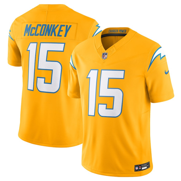 Men's Los Angeles Chargers 15 Ladd McConkey Gold 2025 F.U.S.E. AlternateVapor Limited Football Stitched Jersey