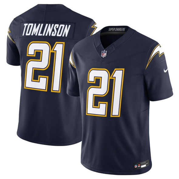 Men's Los Angeles Chargers 21 LaDainian Tomlinson Navy 2025 F.U.S.E. Alternate Vapor Limited Football Stitched Jersey