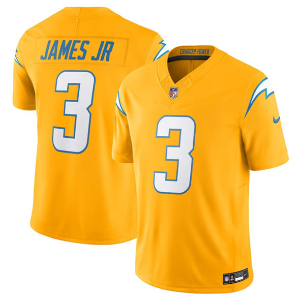 Men's Los Angeles Chargers 3 Derwin James Jr. Gold 2025 F.U.S.E. Alternate Vapor Limited Football Stitched Jersey
