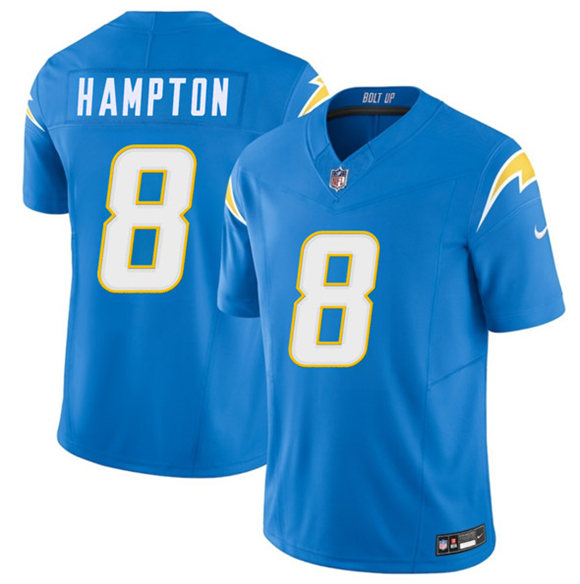 Men's Los Angeles Chargers 8 Omarion Hampton Blue 2025 F.U.S.E. Vapor Limited Football Stitched Jersey