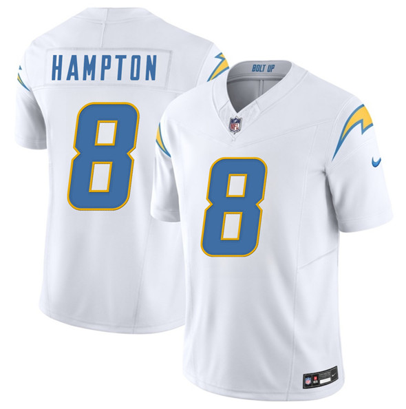 Men's Los Angeles Chargers 8 Omarion Hampton White 2025 F.U.S.E. Vapor Limited Football Stitched Jersey