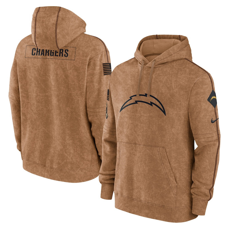 Men's Los Angeles Chargers Nike Brown 2023 Salute To Service Club Pullover Hoodie