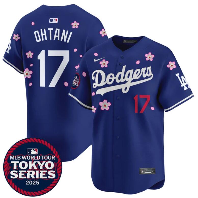 Men's Los Angeles Dodgers 17 Shohei Ohtani Royal 2025 Tokyo Series Limited Stitched Baseball Jersey