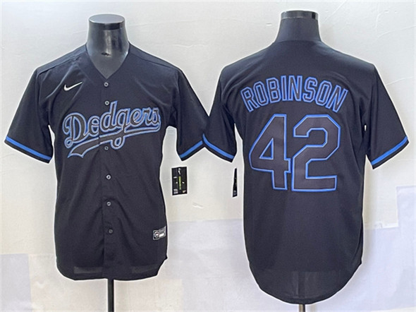 Men's Los Angeles Dodgers 42 Jackie Robinson Black Fashion Stitched Baseball Jersey