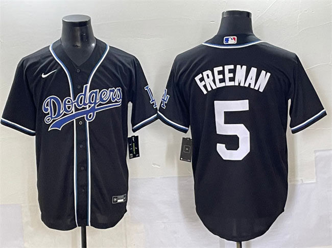 Men's Los Angeles Dodgers 5 Freddie Freeman Black Fashion Stitched Baseball Jersey