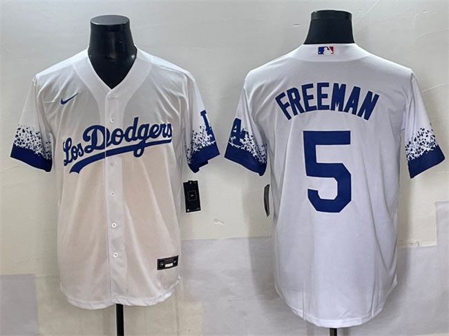 Men's Los Angeles Dodgers 5 Freddie Freeman White City Connect Cool Base Stitched Jersey