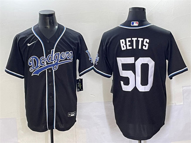 Men's Los Angeles Dodgers 50 Mookie Betts Black Fashion Stitched Baseball Jersey