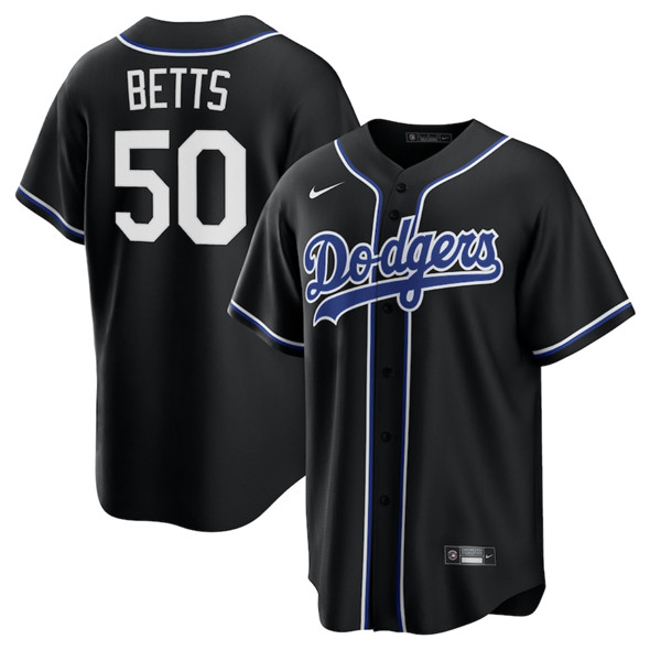 Men's Los Angeles Dodgers 50 Mookie Betts Black Lights Out Limited Stitched Baseball Jersey