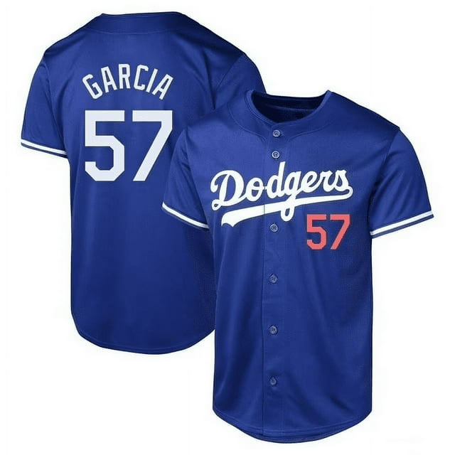 Men's Los Angeles Dodgers 57 Luis Garcia Blue Cool Base Stitched Baseball Jersey